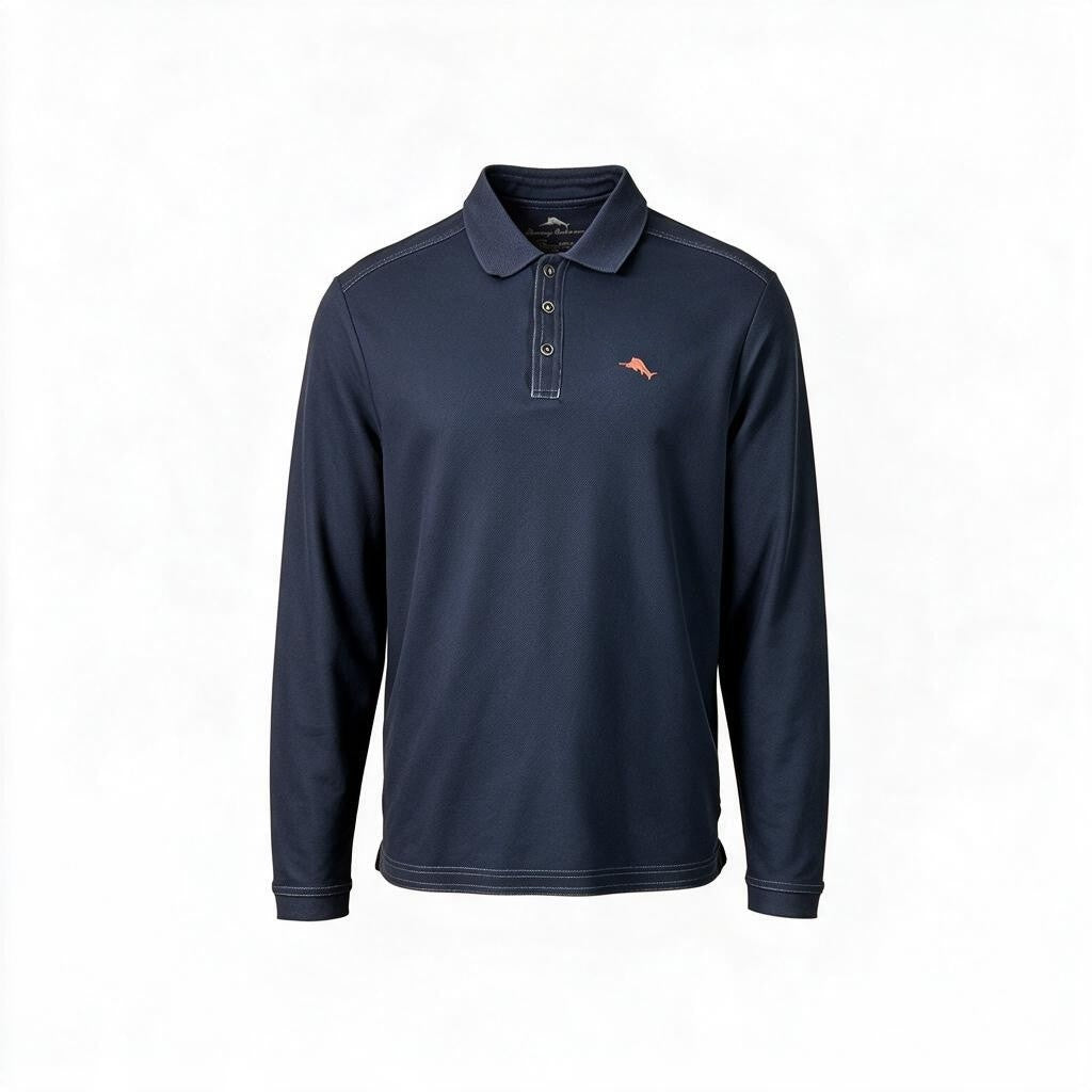 Tommy Bahama Slate Blue Supima Long Sleeve Polo Size Medium - Pre-owned