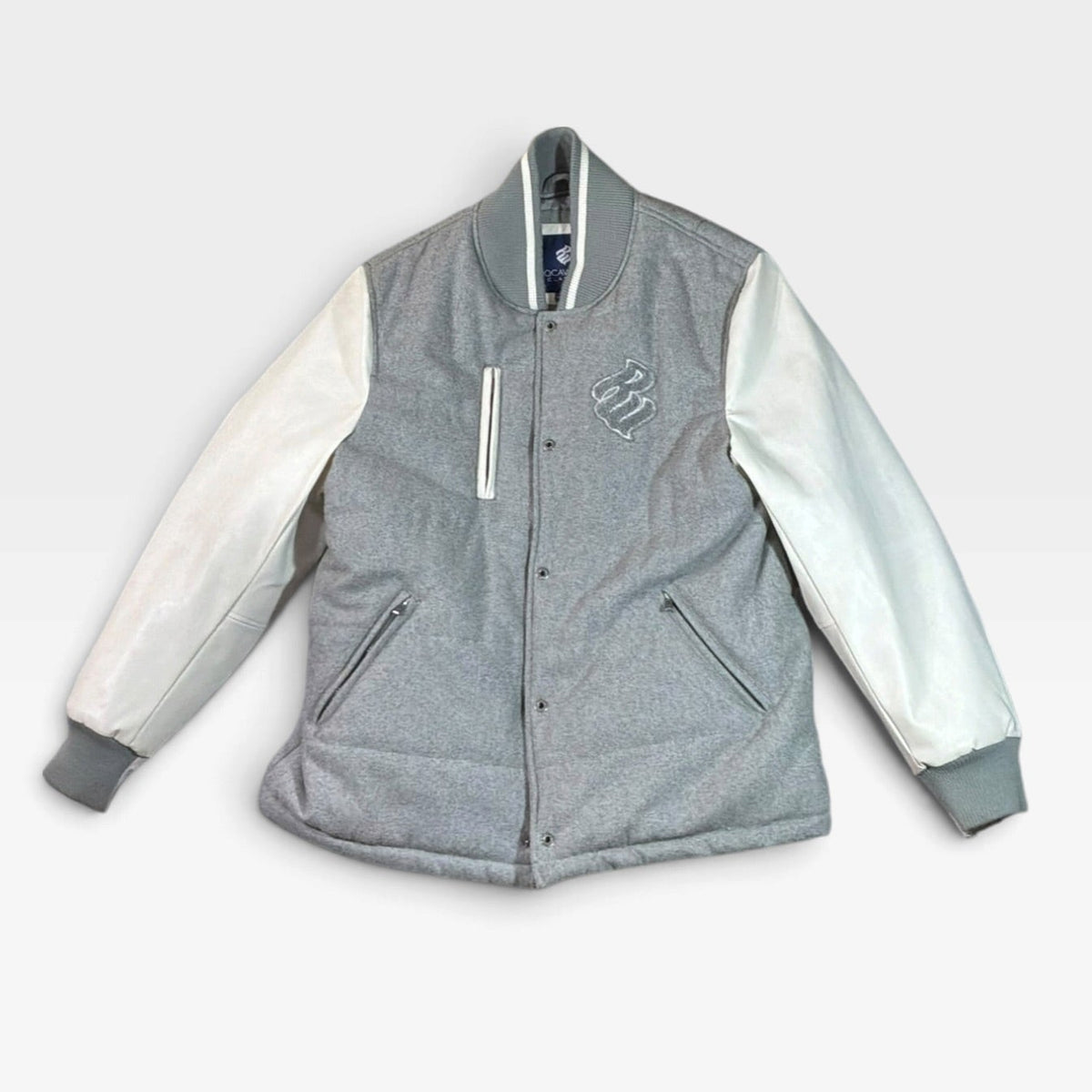 Rocawear Classic Gray White Varsity Jacket XL - Pre-owned