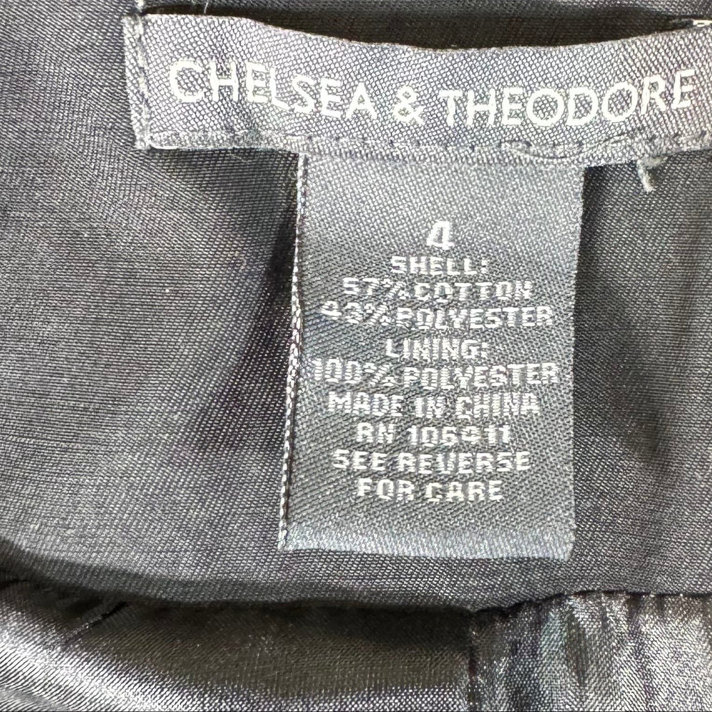 Chelsea & Theodore Black Double Breasted Belted Jacket Size 4 - Pre-owned