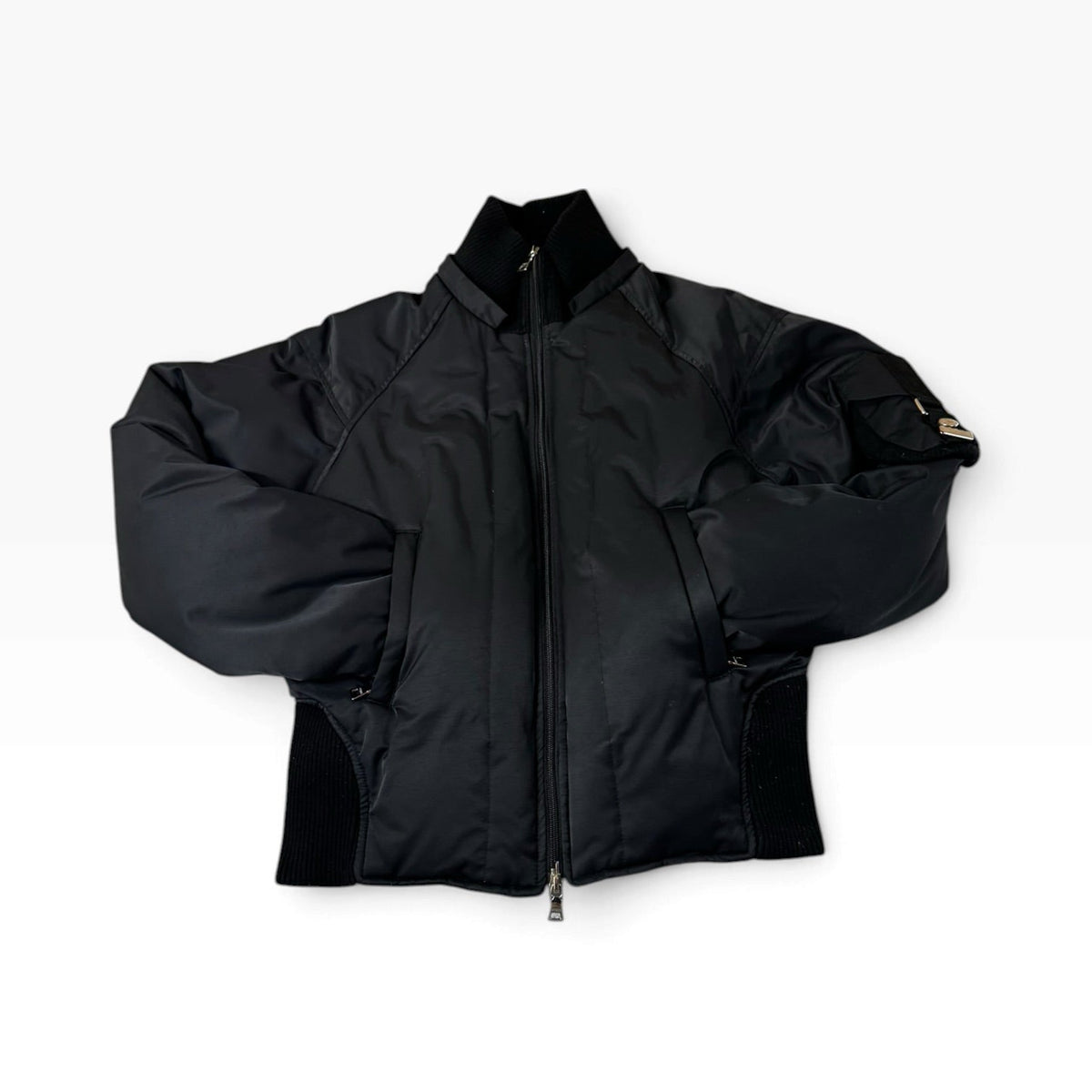 Vintage GUESS Black Cropped Utility Bomber Jacket M - Pre-owned