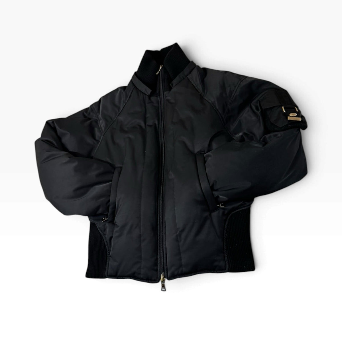 Vintage GUESS Black Cropped Utility Bomber Jacket M - Pre-owned