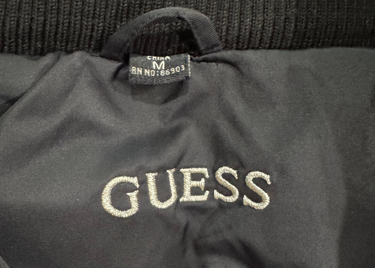 Vintage GUESS Black Cropped Utility Bomber Jacket M - Pre-owned