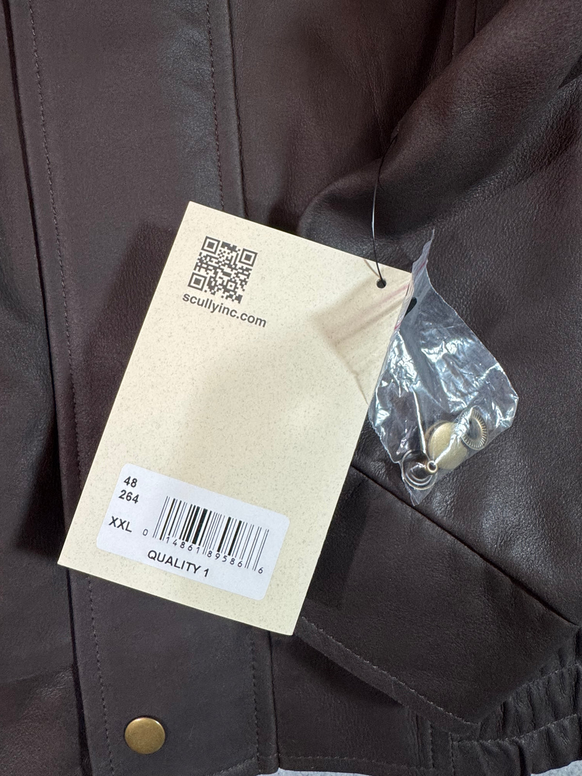 Scully Men’s Double Collar Featherlite Leather Jacket Chocolate/Cognac 2XL NWT