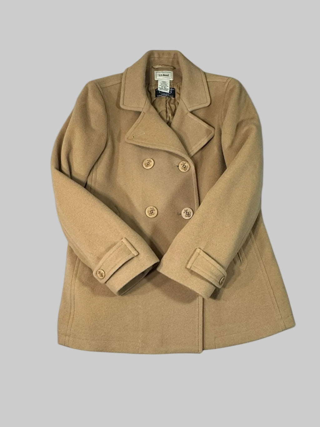 L.L.Bean Women’s Classic Lambswool Peacoat Camel 10 Regular Thinsulate - Pre-owned