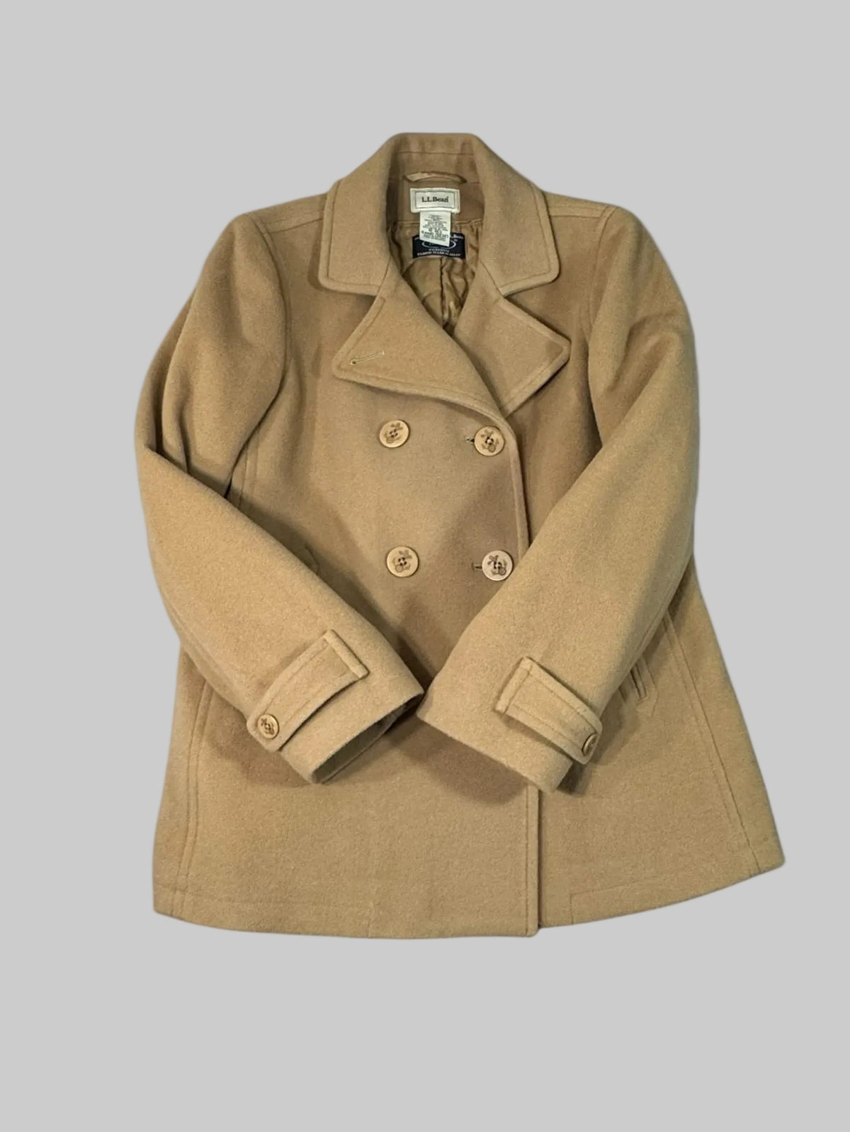 L.L.Bean Women’s Classic Lambswool Peacoat Camel 10 Regular Thinsulate - Pre-owned
