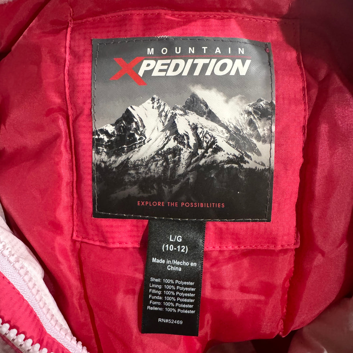 Mountain Xpedition Girls Bright Pink Hooded Winter Coat L 10-12 - Pre-owned