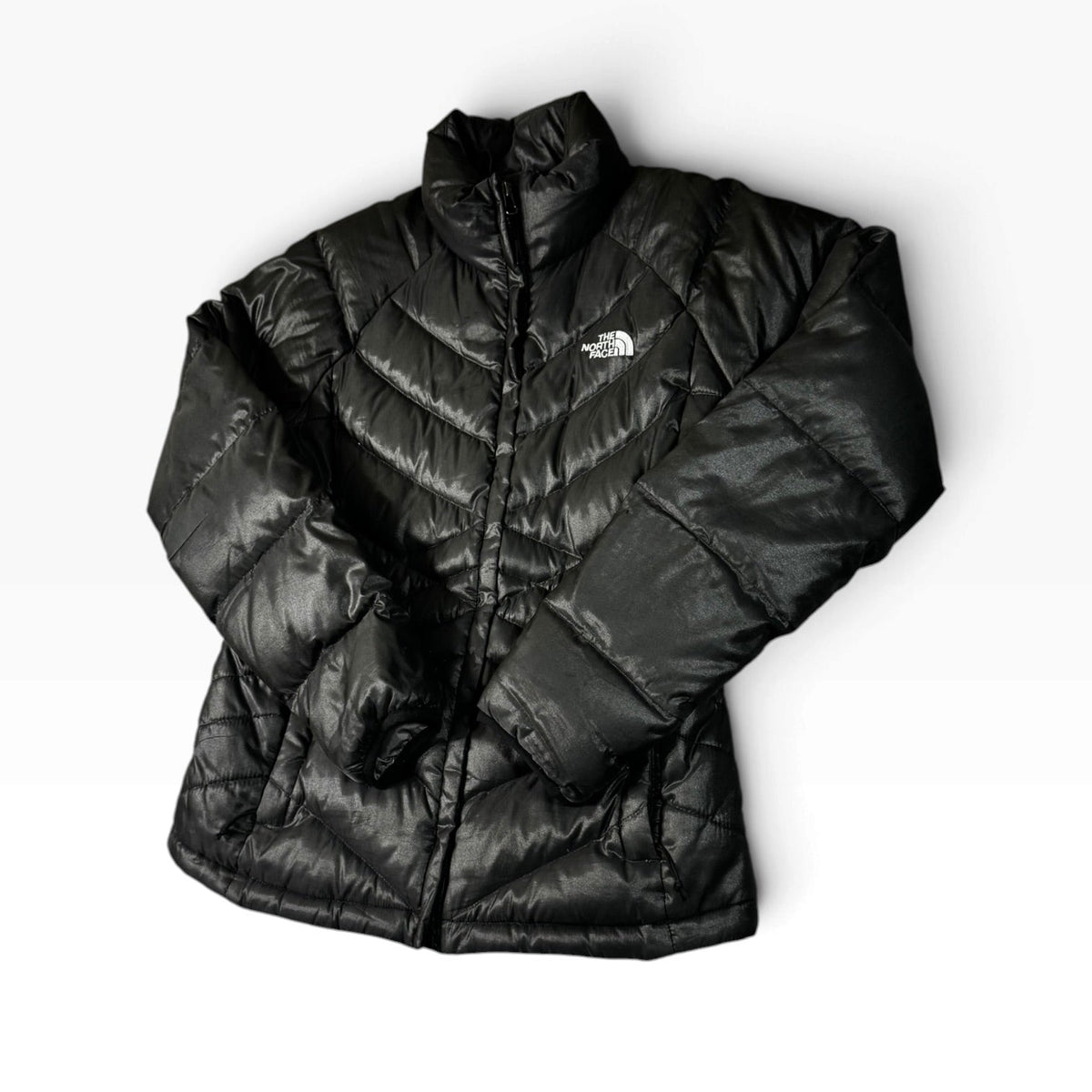 The North Face Black Chevron Quilted Down Jacket Medium - Pre-owned
