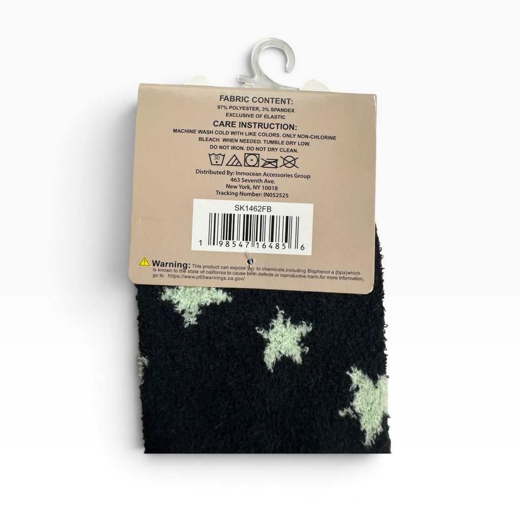 Halloween Black Cat Fuzzy Star Crew Socks One Pair - New