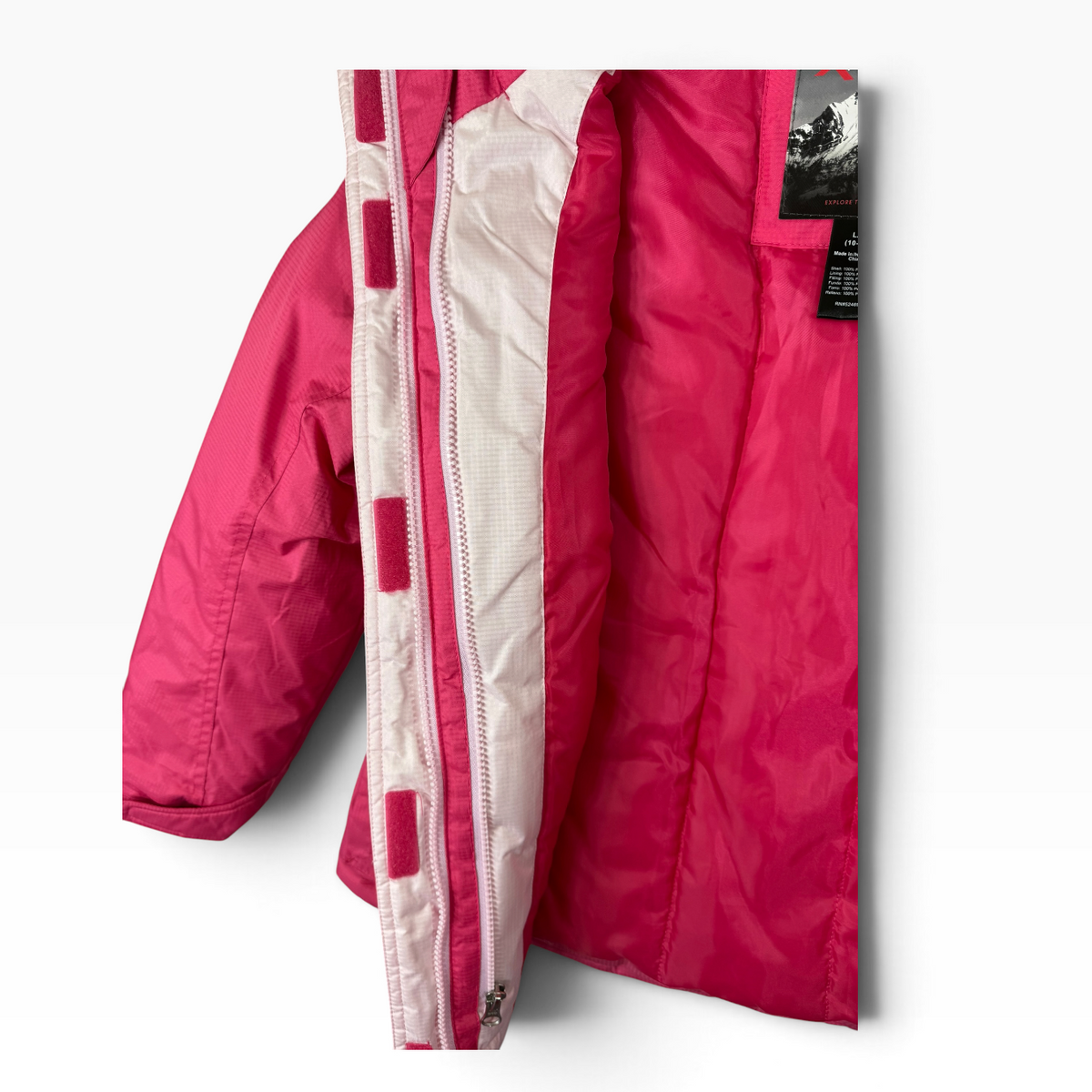 Mountain Xpedition Girls Bright Pink Hooded Winter Coat L 10-12 - Pre-owned