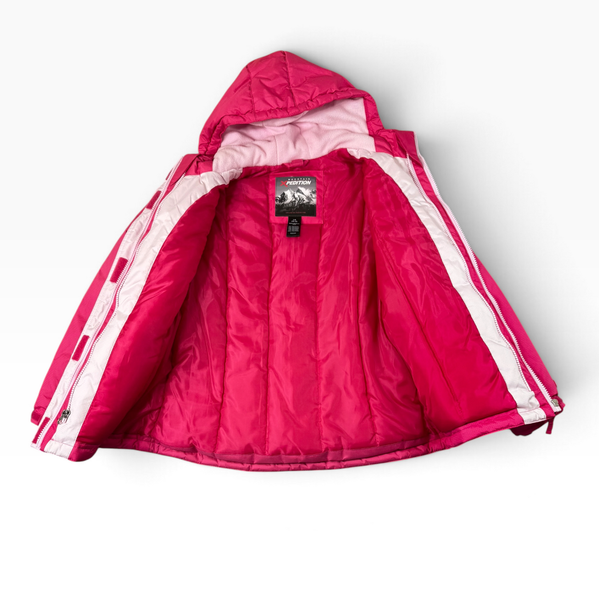 Mountain Xpedition Girls Bright Pink Hooded Winter Coat L 10-12 - Pre-owned