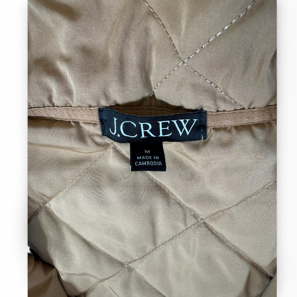 J.Crew Cream Sherpa Camel Quilted Quarter Zip Pullover M - Pre-owned