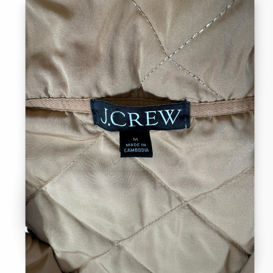 J.Crew Cream Sherpa Camel Quilted Quarter Zip Pullover M - Pre-owned