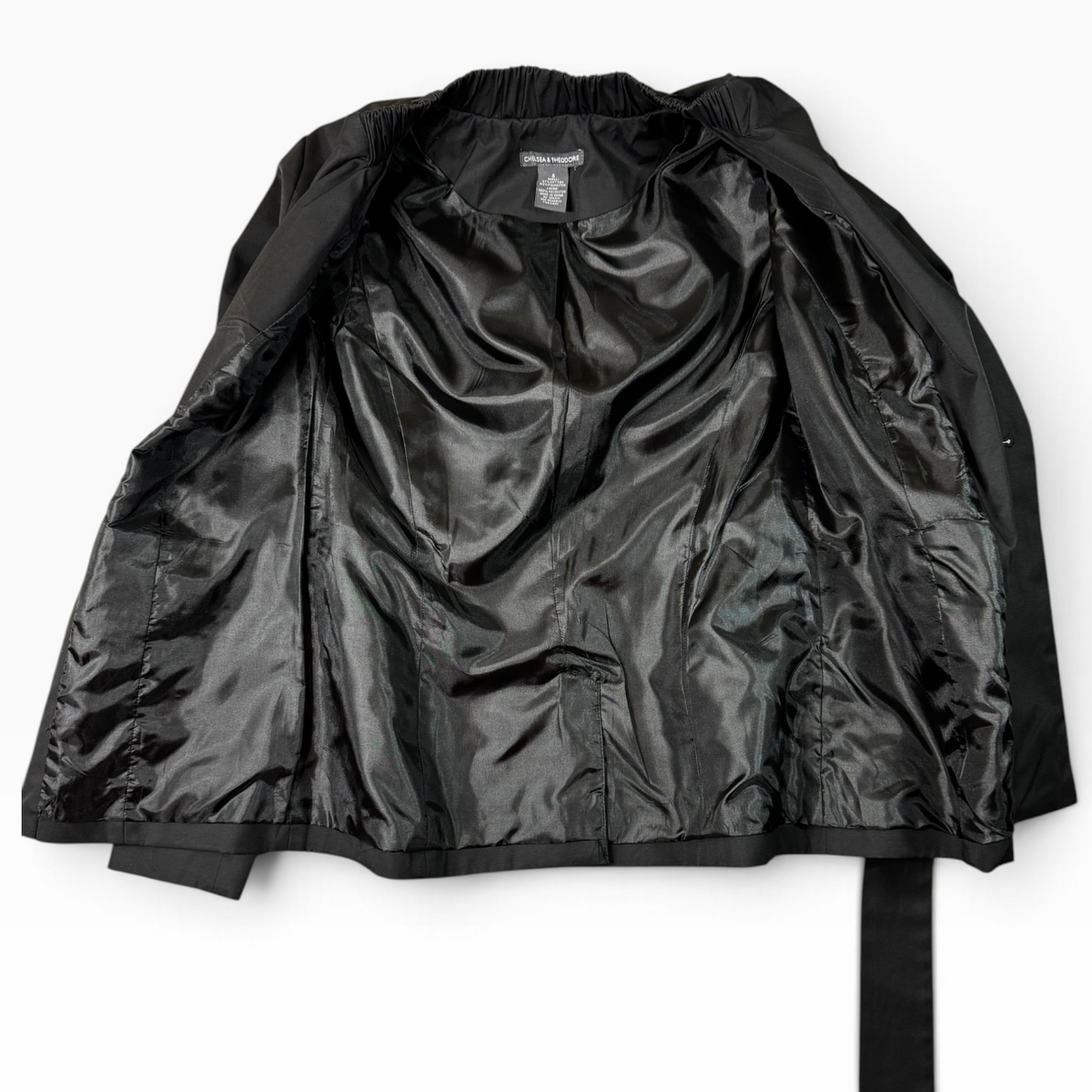 Chelsea & Theodore Black Double Breasted Belted Jacket Size 4 - Pre-owned
