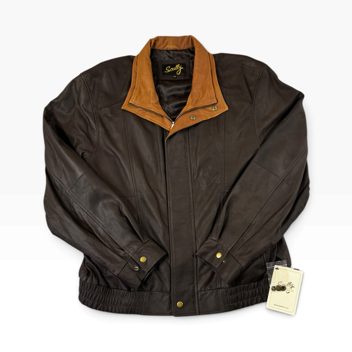 Scully Men’s Double Collar Featherlite Leather Jacket Chocolate/Cognac 2XL NWT