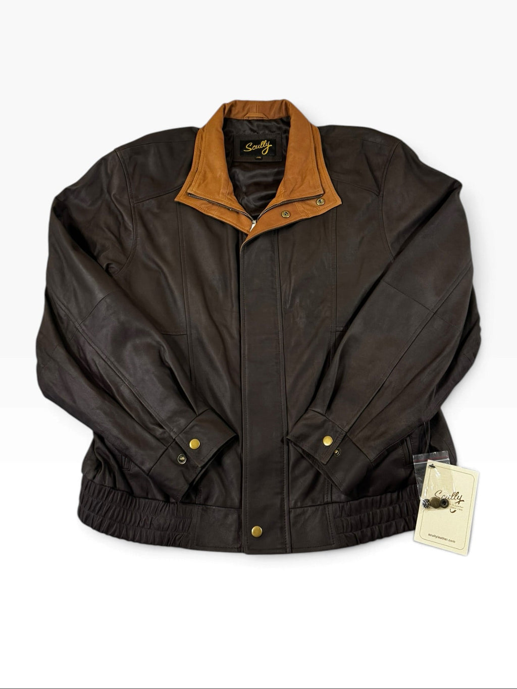 Scully Men’s Double Collar Featherlite Leather Jacket Chocolate/Cognac ...