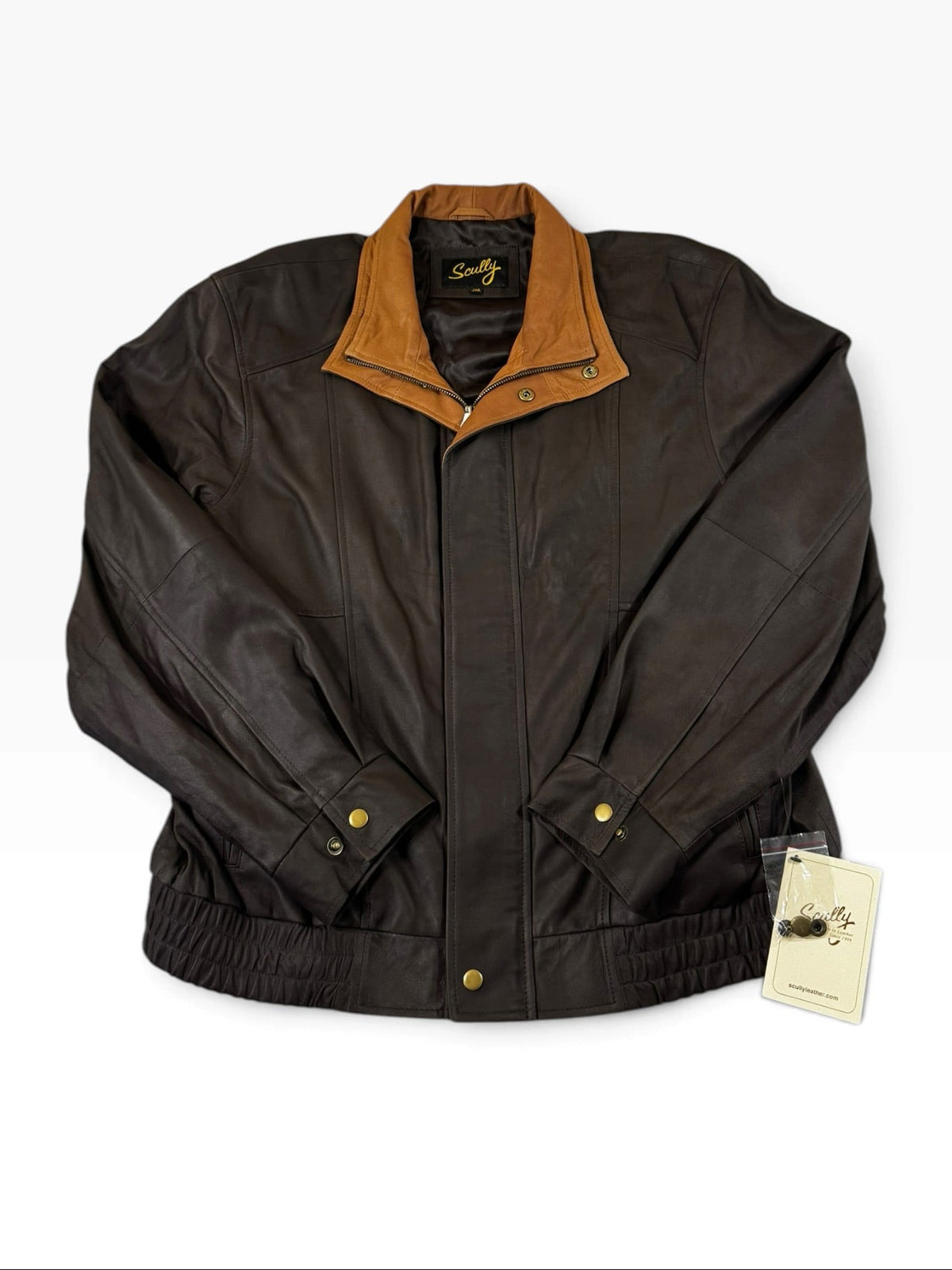 Scully Men’s Double Collar Featherlite Leather Jacket Chocolate/Cognac 2XL NWT