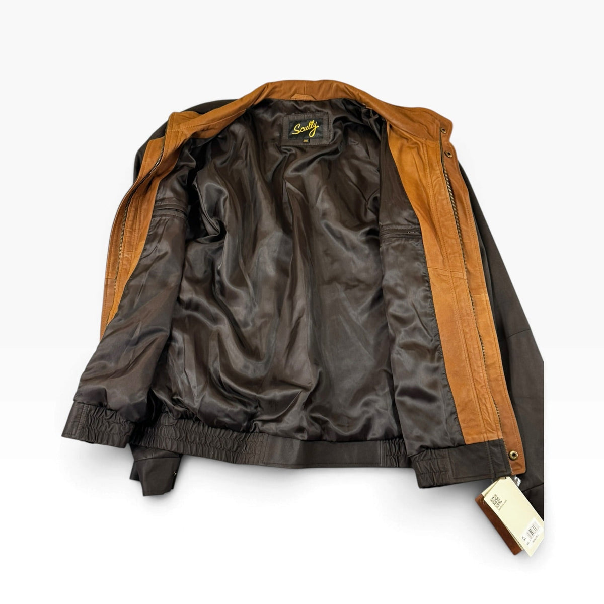 Scully Men’s Double Collar Featherlite Leather Jacket Chocolate/Cognac 2XL NWT
