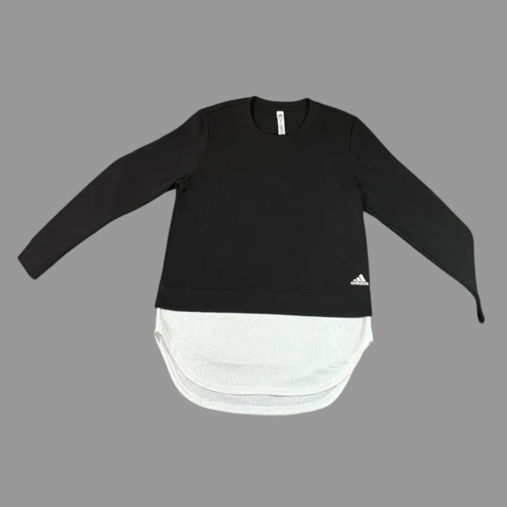 Adidas Women's Black Layer Sweatshirt with White Mesh Hem M - NWT