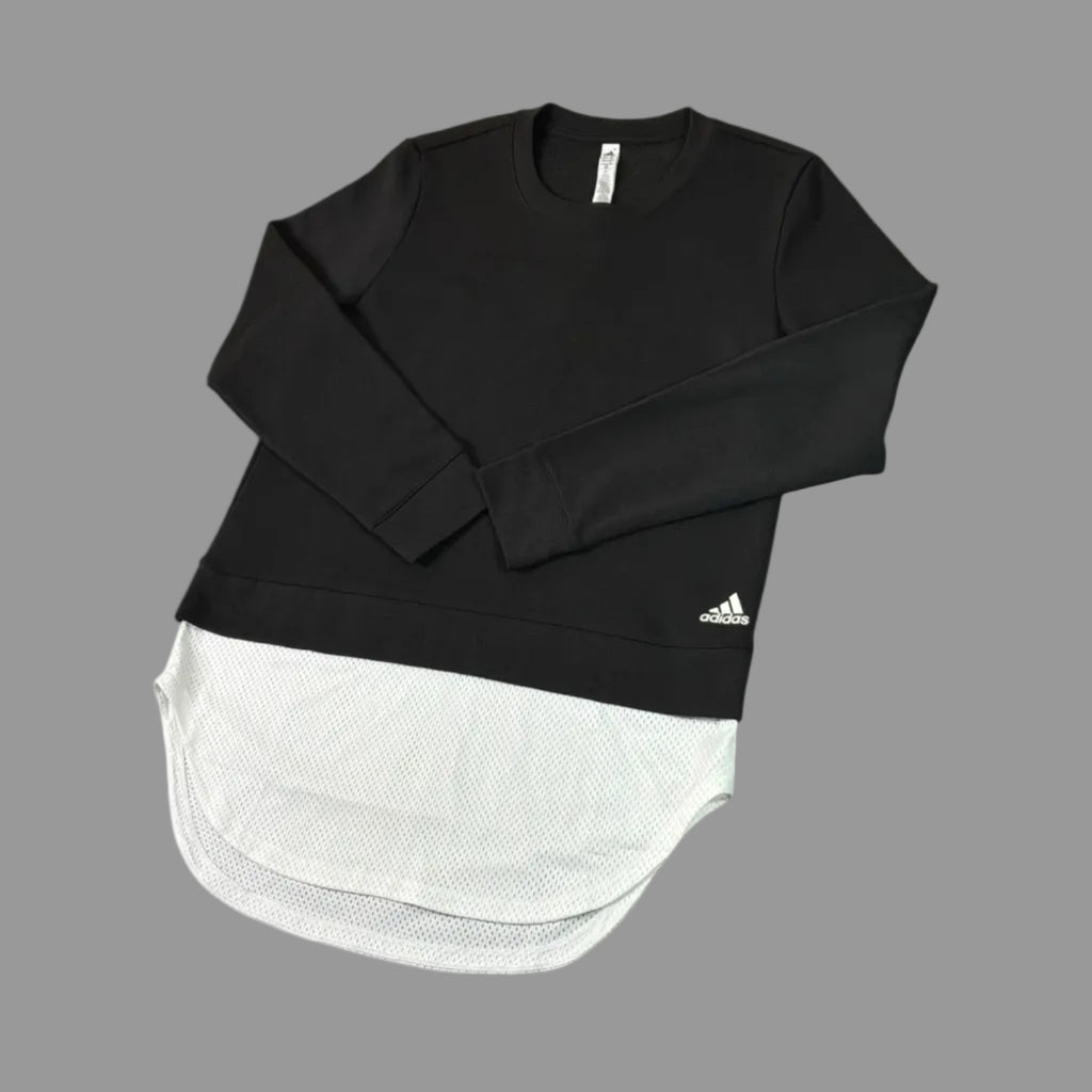 Adidas Women's Black Layer Sweatshirt with White Mesh Hem M - NWT
