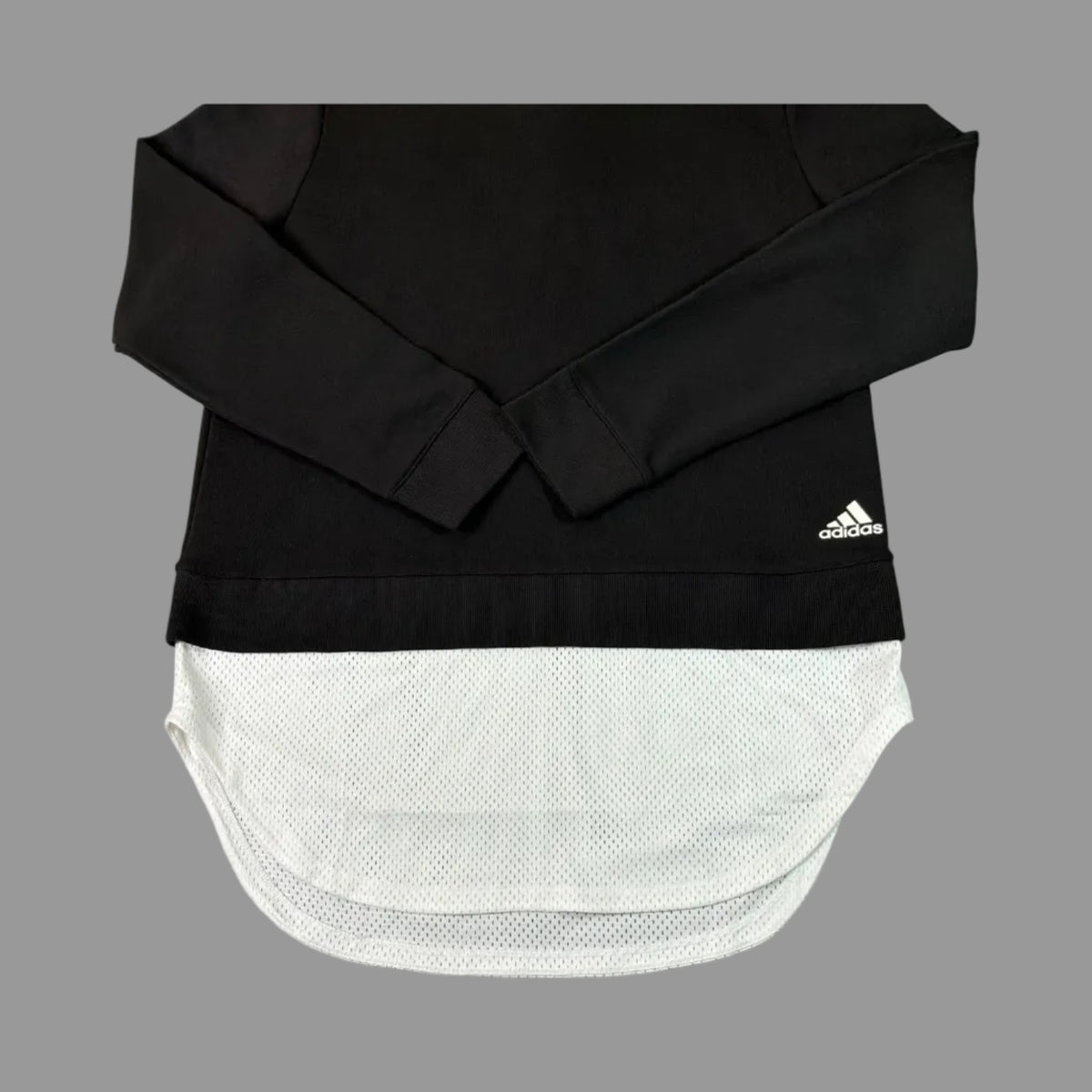 Adidas Women's Black Layer Sweatshirt with White Mesh Hem M - NWT