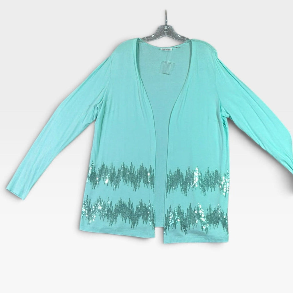 Joan Rivers Women's Aqua Sequins Long Sleeve Sweater Medium - New