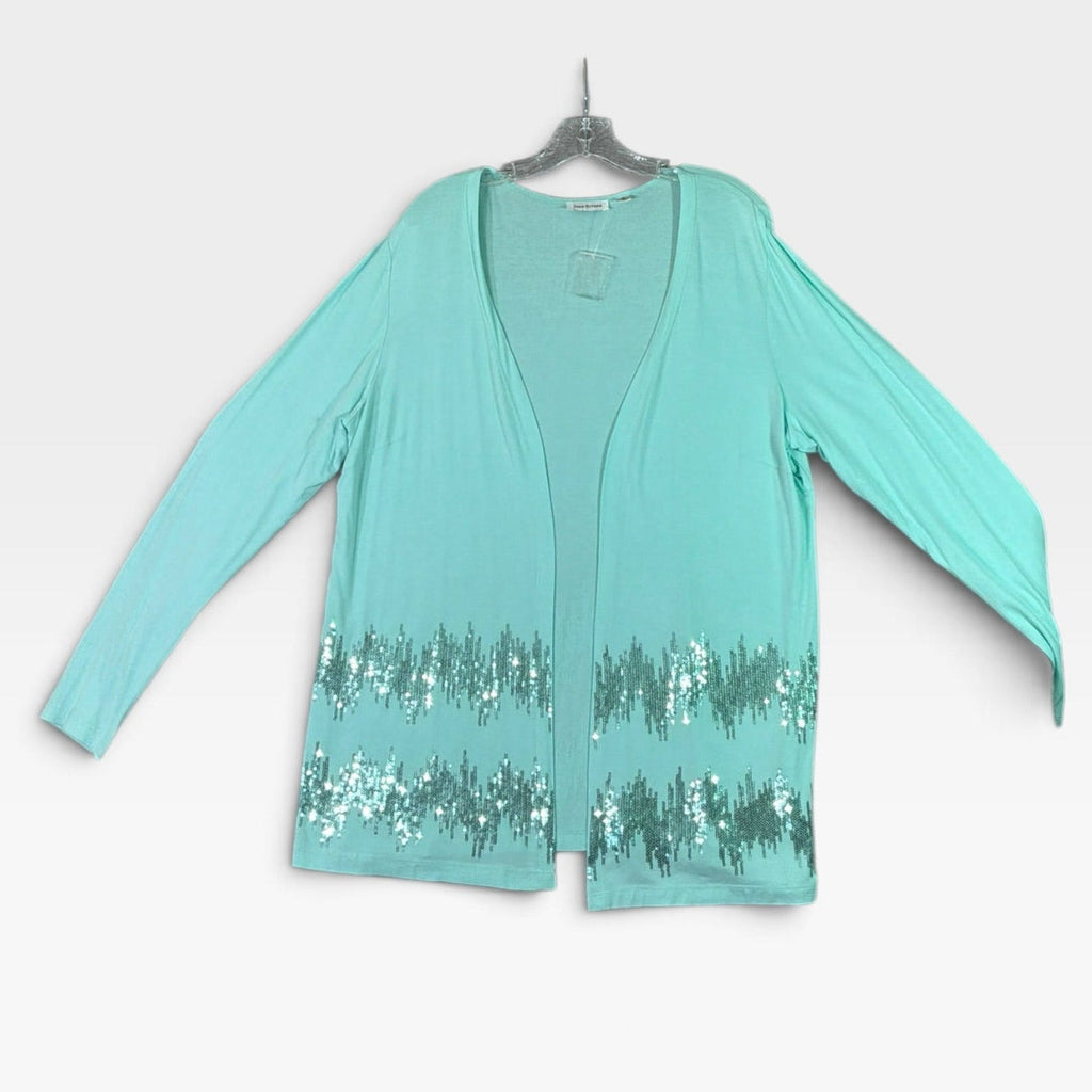 Joan Rivers Women's Aqua Sequins Long Sleeve Sweater Medium - New