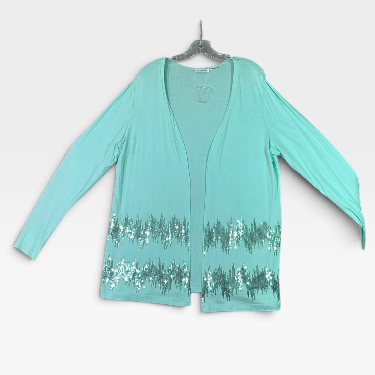 Joan Rivers Women's Aqua Sequins Long Sleeve Sweater Medium - New