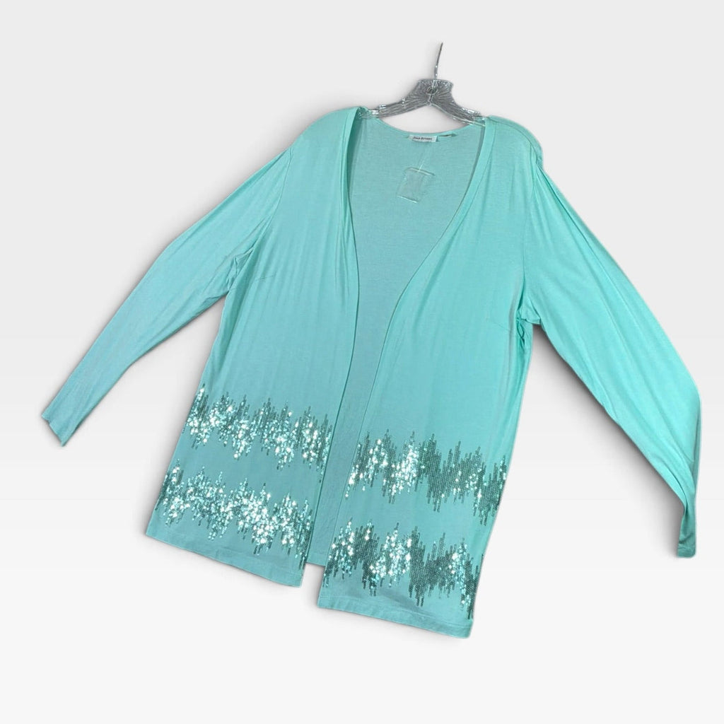 Joan Rivers Women's Aqua Sequins Long Sleeve Sweater Medium - New