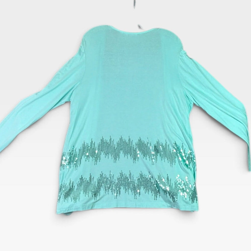 Joan Rivers Women's Aqua Sequins Long Sleeve Sweater Medium - New