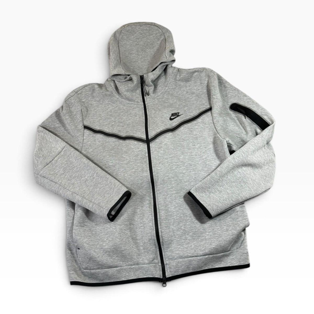 Nike Tech Fleece Men's Heather Gray Black Full Zip Hoodie XXL - Pre-owned
