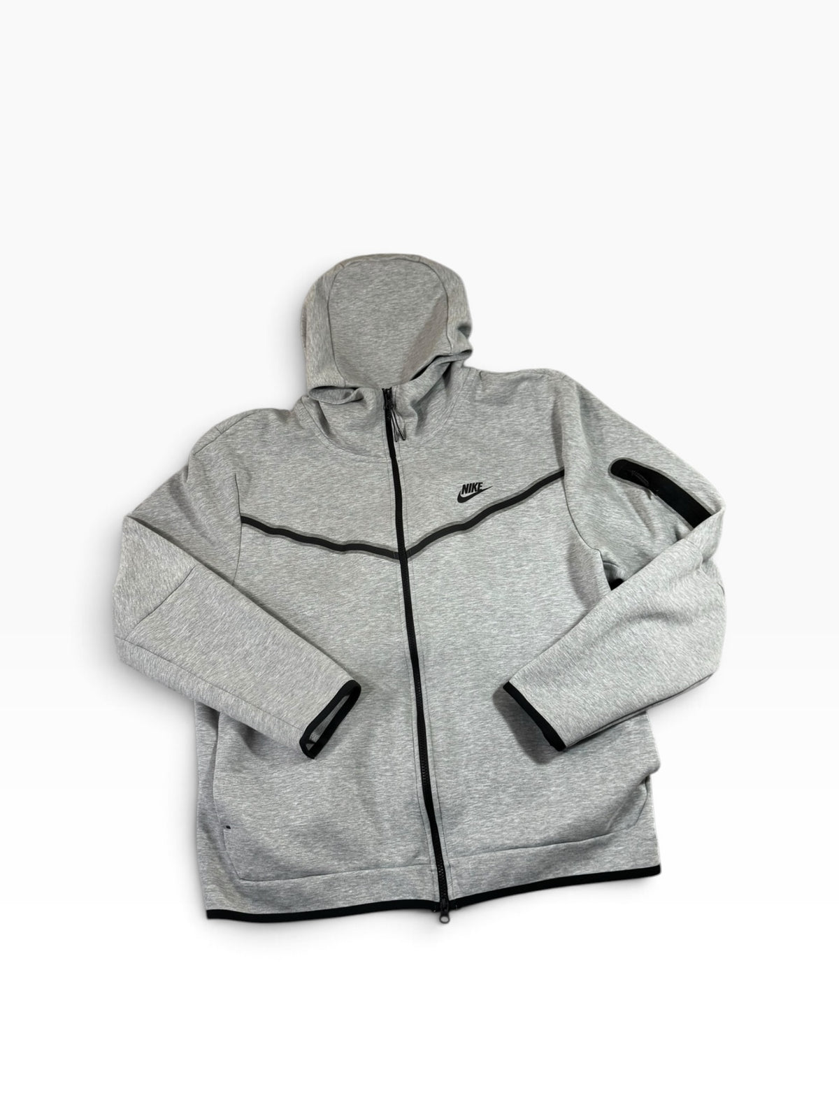 Nike Tech Fleece Men's Heather Gray Black Full Zip Hoodie XXL - Pre-owned