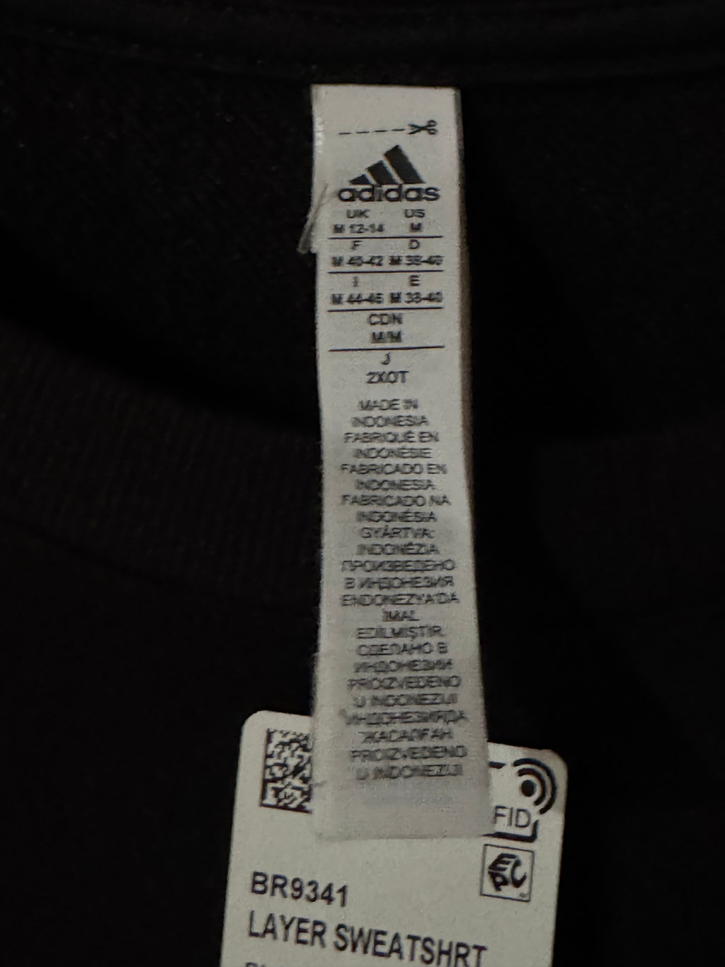 Adidas Women's Black Layer Sweatshirt with White Mesh Hem M - NWT