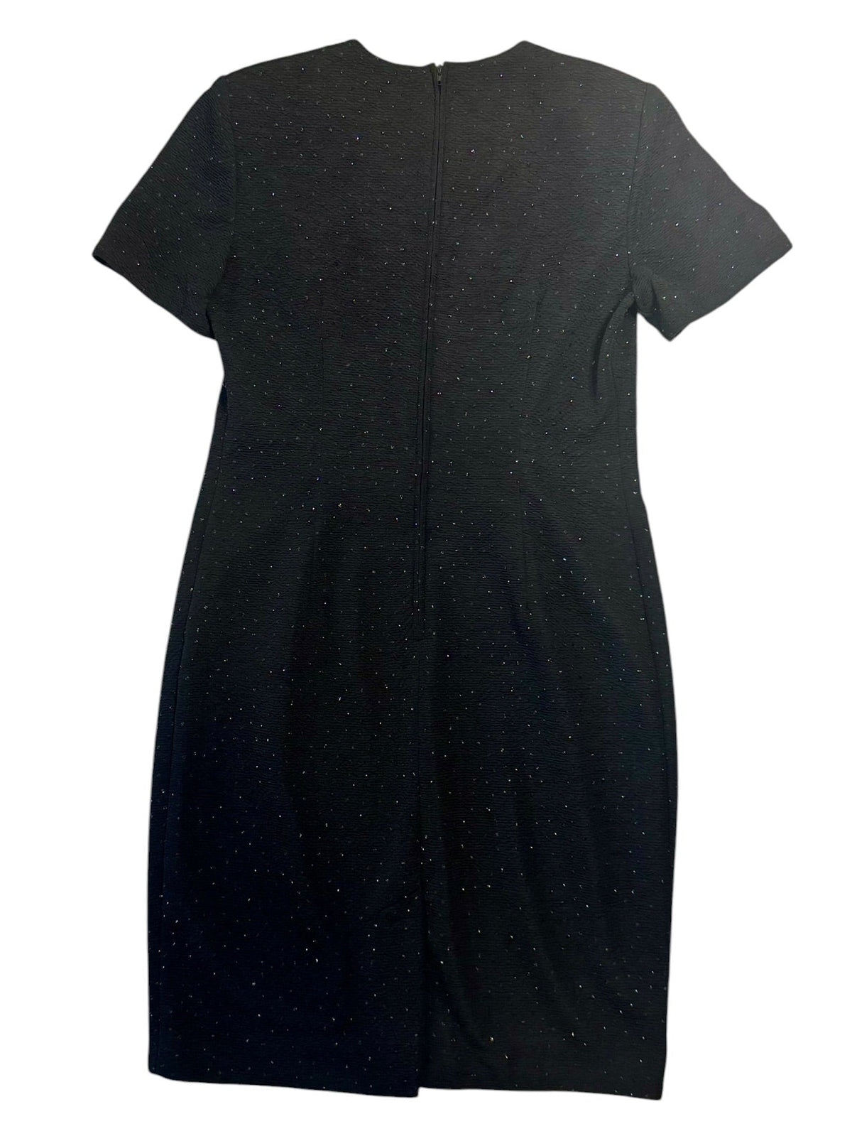 Leslie Fay Black Textured Sheath Dress with Subtle Sparkle Accents - NWT - Size 8 Petite