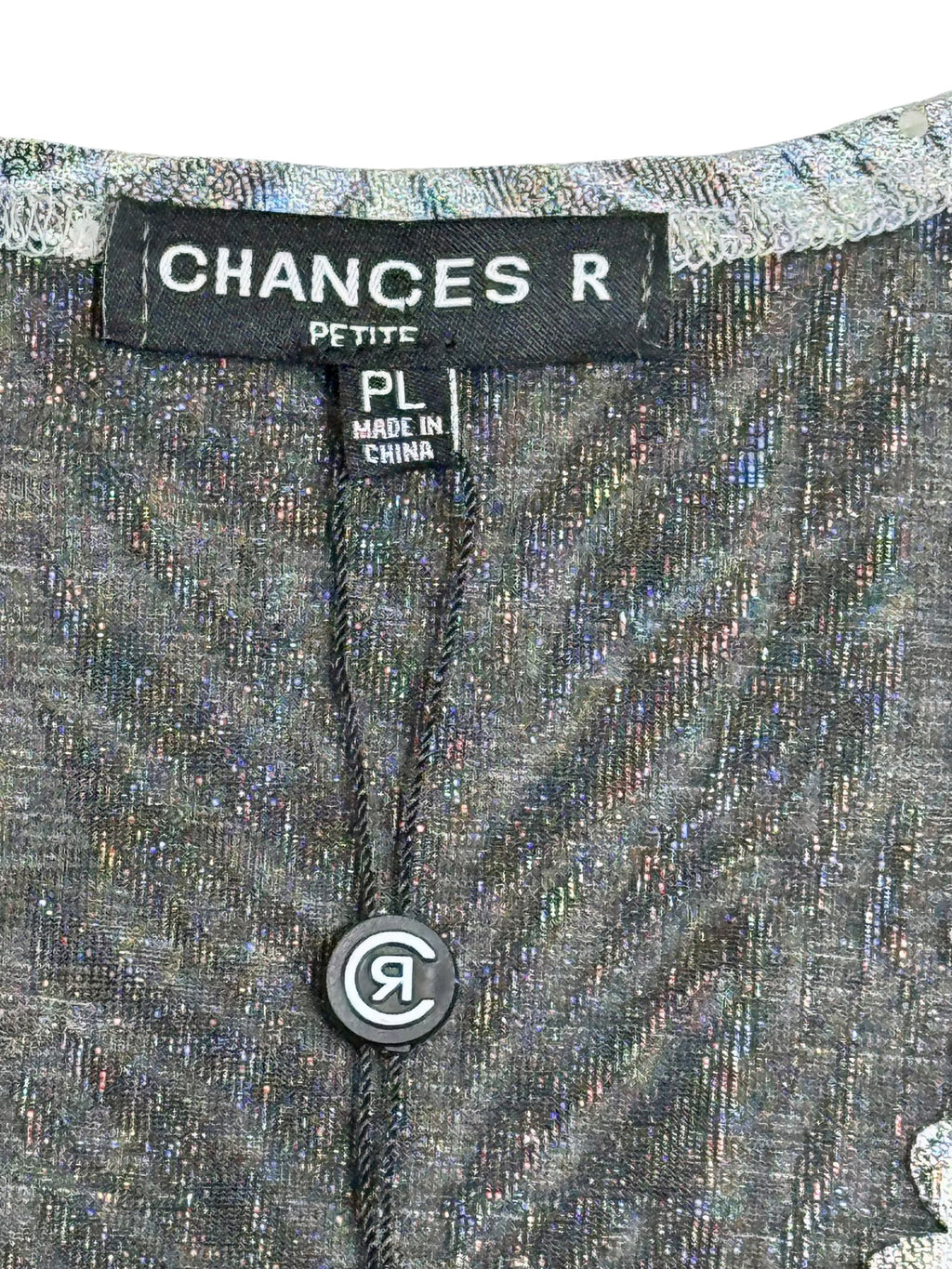 Chances R Silver Gray Textured Open Front Cardigan Sweater/Jacket NWT Size Petite Large