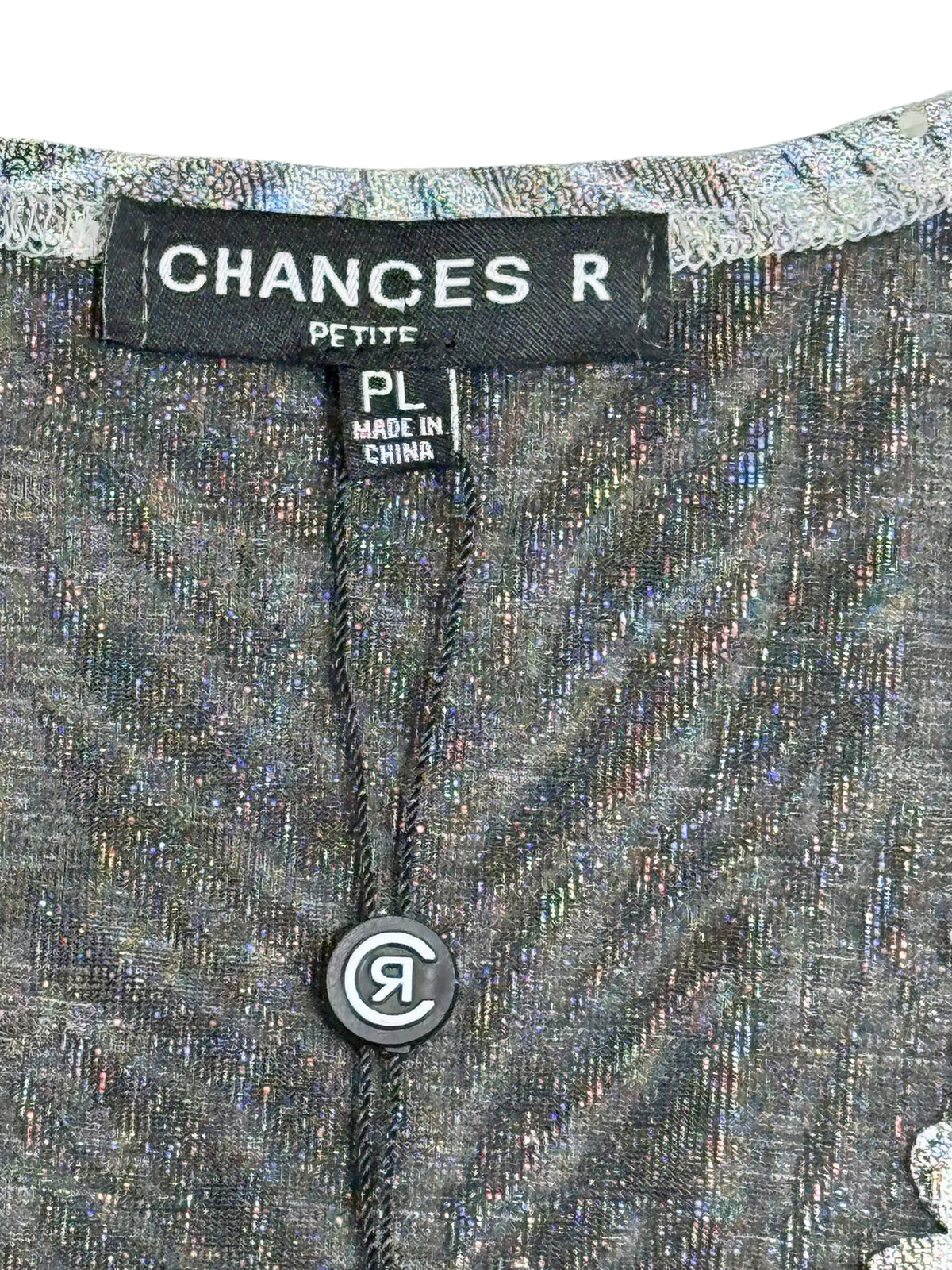 Chances R Silver Gray Textured Open Front Cardigan Sweater/Jacket NWT Size Petite Large
