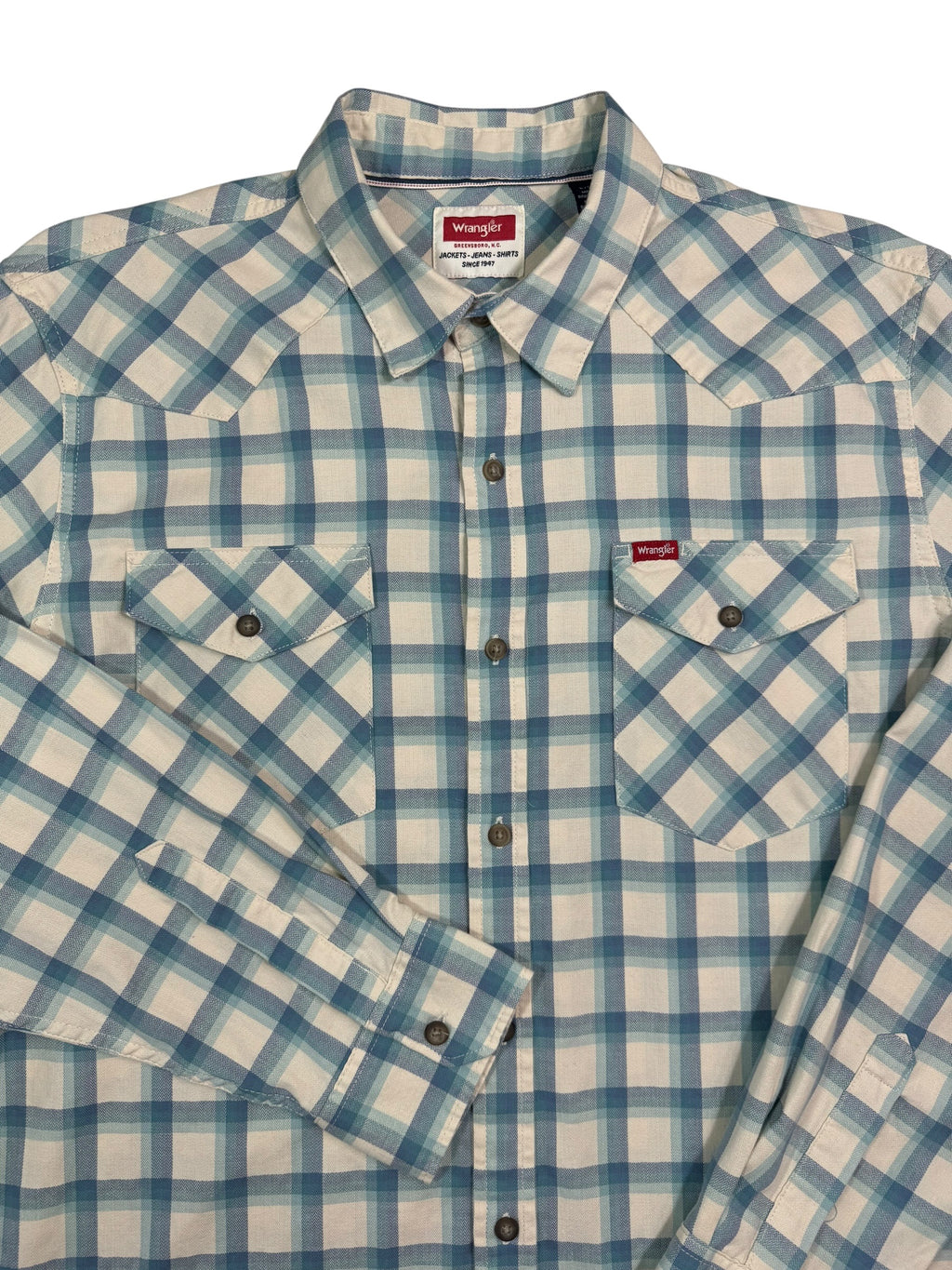 Wrangler Five Star Premium Men's Long Sleeve Plaid Button-Up Shirt - Large