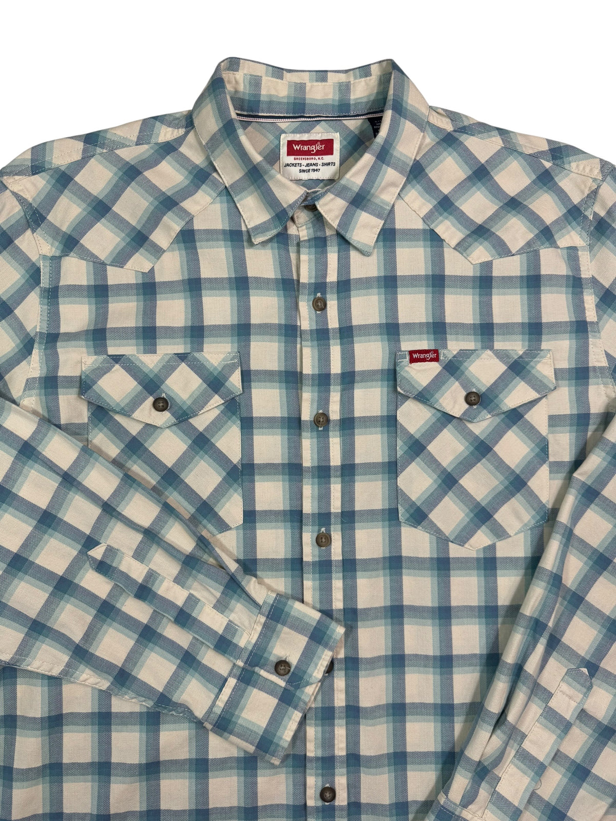 Wrangler Five Star Premium Men's Long Sleeve Plaid Button-Up Shirt - Large