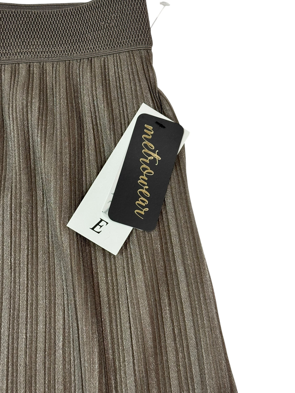 Metrowear Petite Metallic Pleated Midi Skirt Taupe Shimmer Size PL NWT