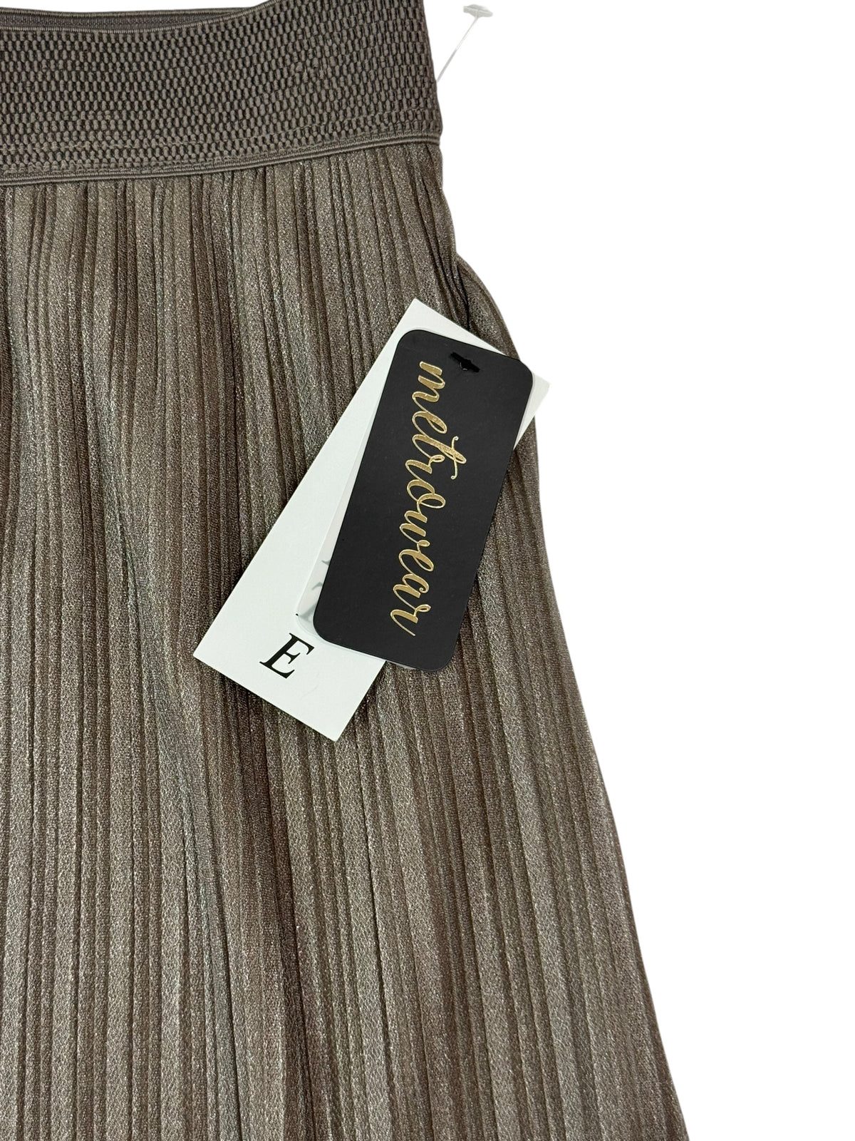 Metrowear Petite Metallic Pleated Midi Skirt Taupe Shimmer Size PL NWT