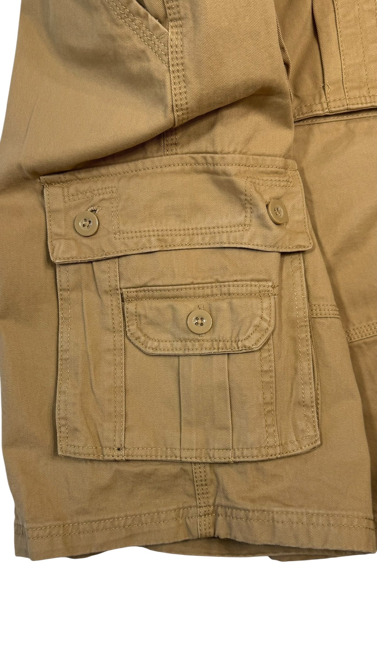 Men's New-Vogue Khaki Cargo Shorts Size 38 - 100% Cotton
