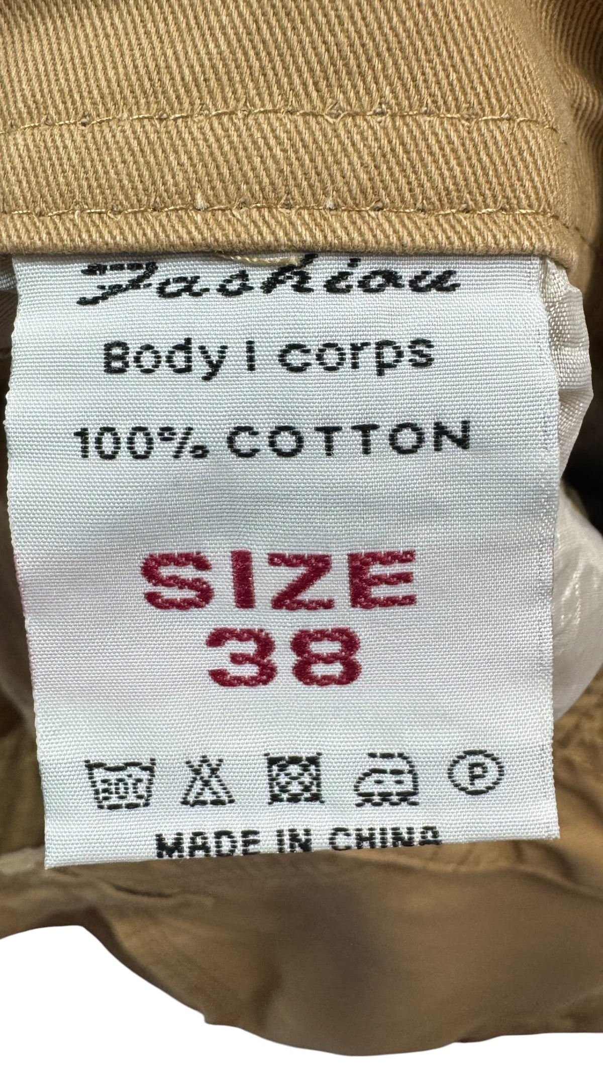 Men's New-Vogue Khaki Cargo Shorts Size 38 - 100% Cotton