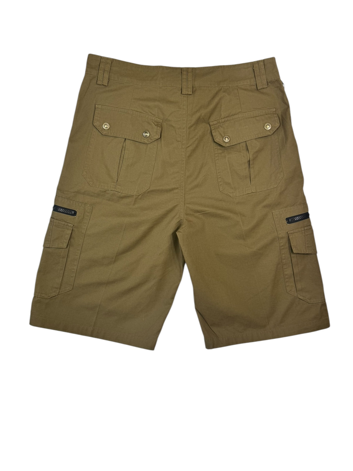 Men's Khaki Cargo Shorts with Zipper Pockets – Size Large