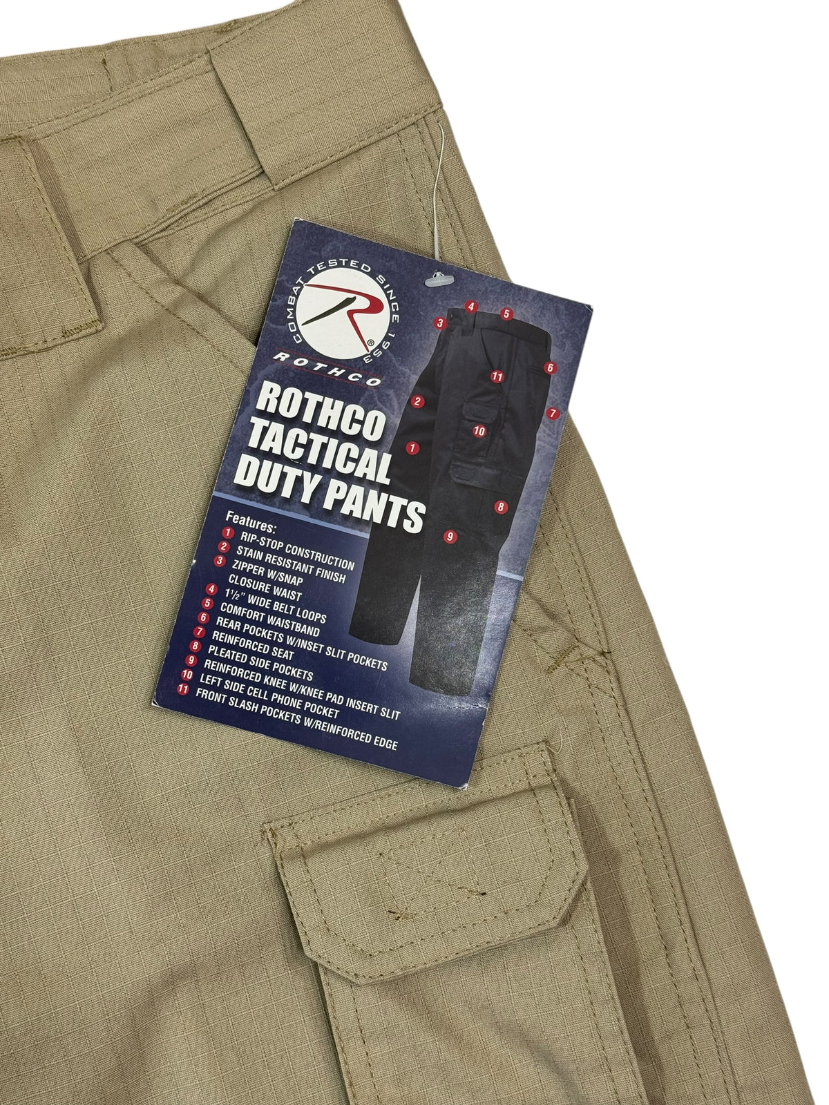Rothco Tactical Duty Men's Pants Khaki/Tan - Size 34 - Rip-Stop Cargo Utility Pants