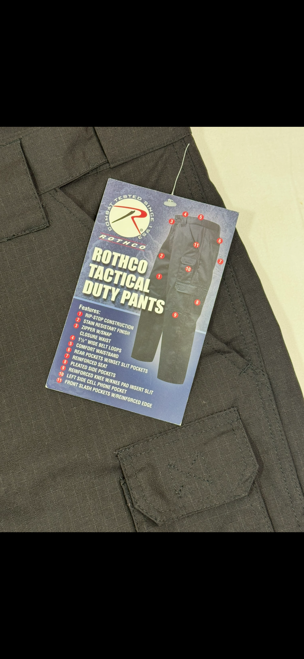 Rothco Tactical Duty Men's Pants - Black Size 34 - Rip-Stop Cargo Utility Pants
