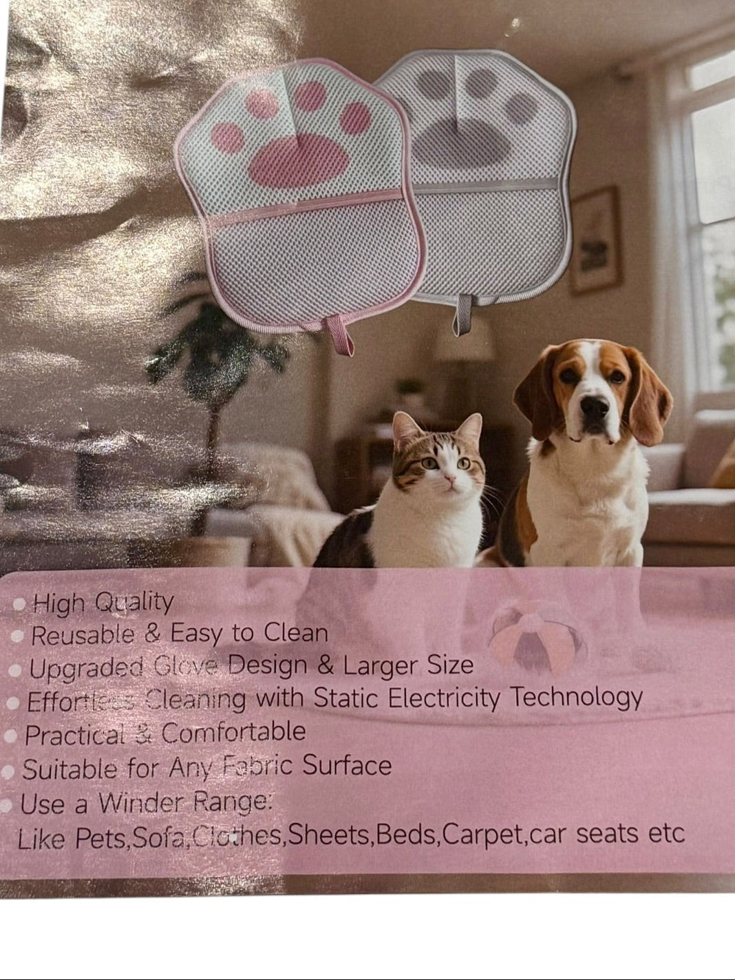 Pet Hair Remover Grooming Glove – Pink