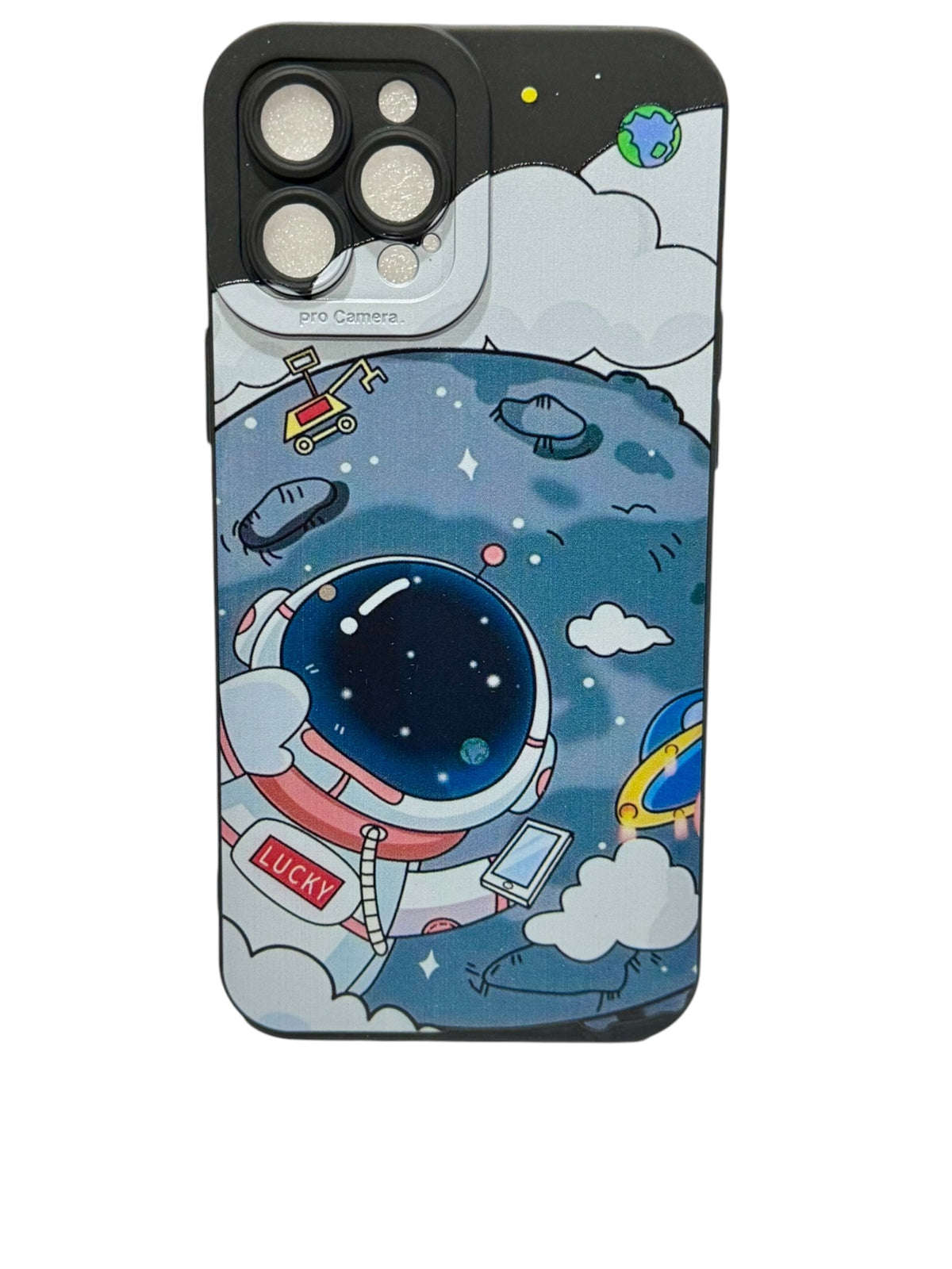 Cute Astronaut iPhone 14 Plus Protective Phone Case – Cartoon Space Design