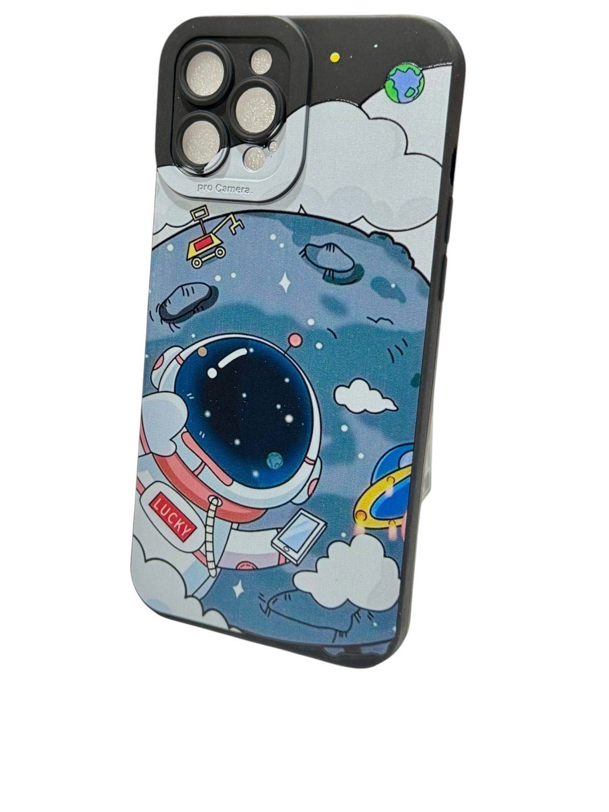 Cute Astronaut iPhone 14 Plus Protective Phone Case – Cartoon Space Design