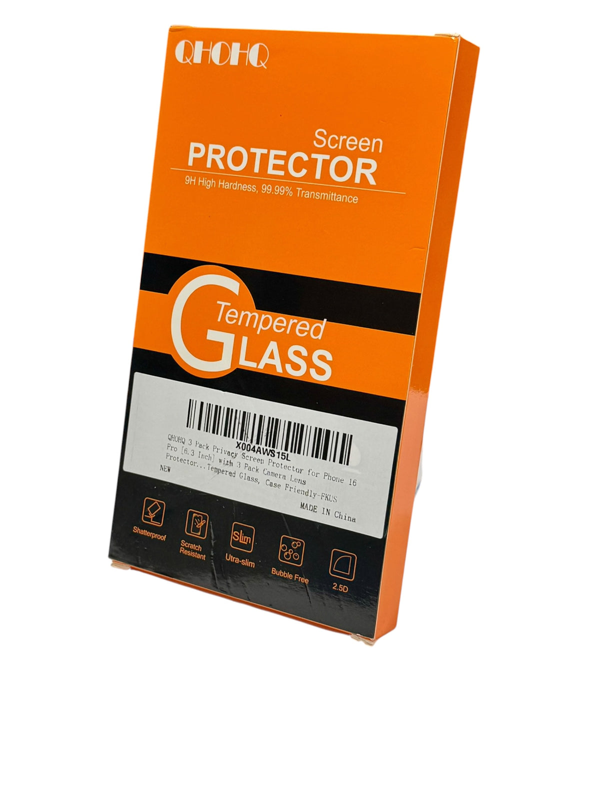 QHOHQ Privacy Screen Protector for iPhone 16 Pro (3-Pack + 3 Camera Lens Protectors)