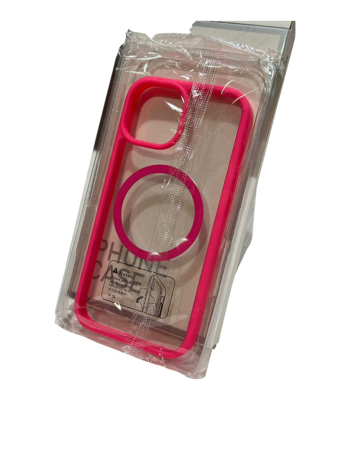 MagSafe Clear Phone Case with Pink Bumper for iPhone 15