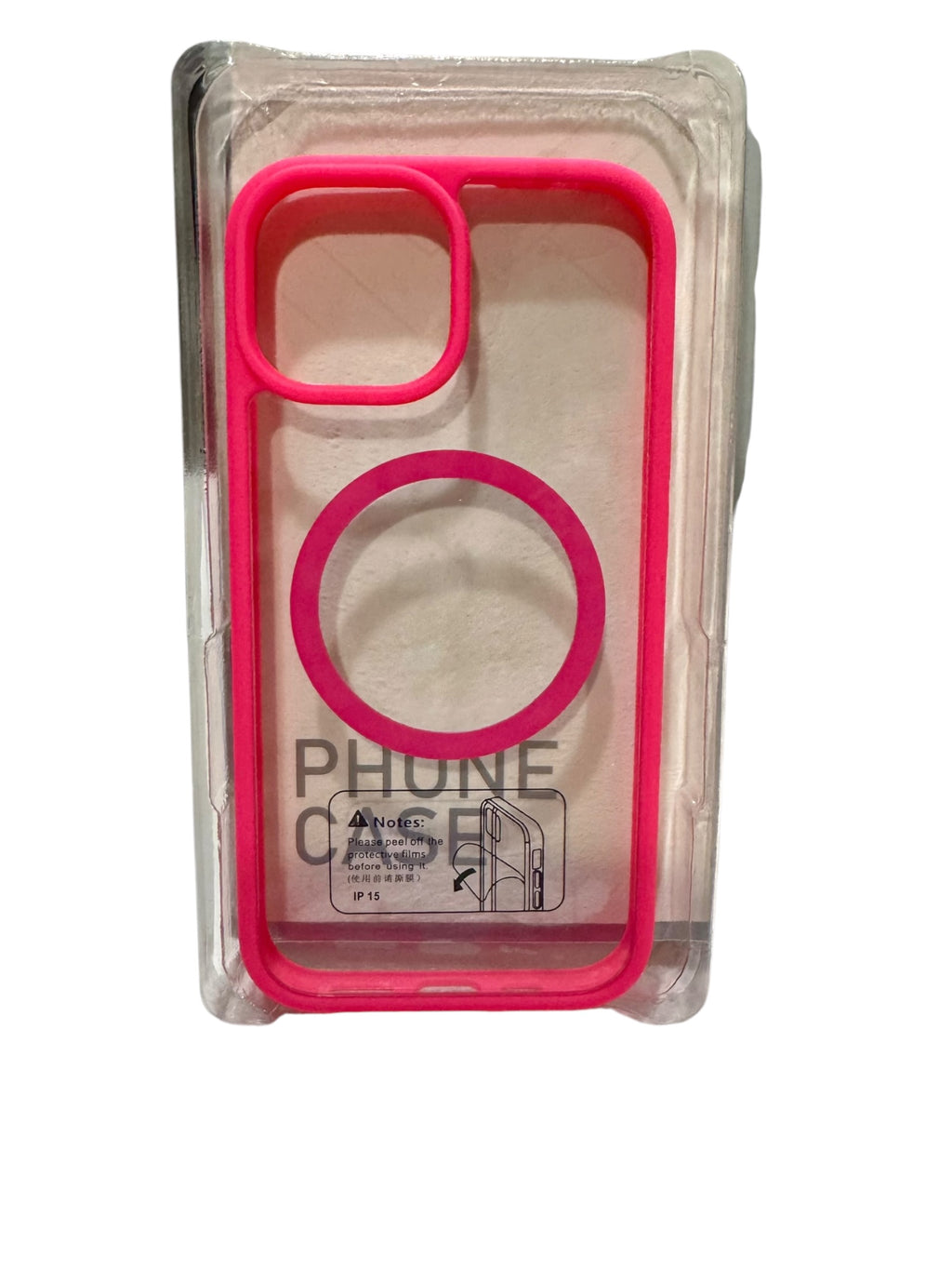 MagSafe Clear Phone Case with Pink Bumper for iPhone 15